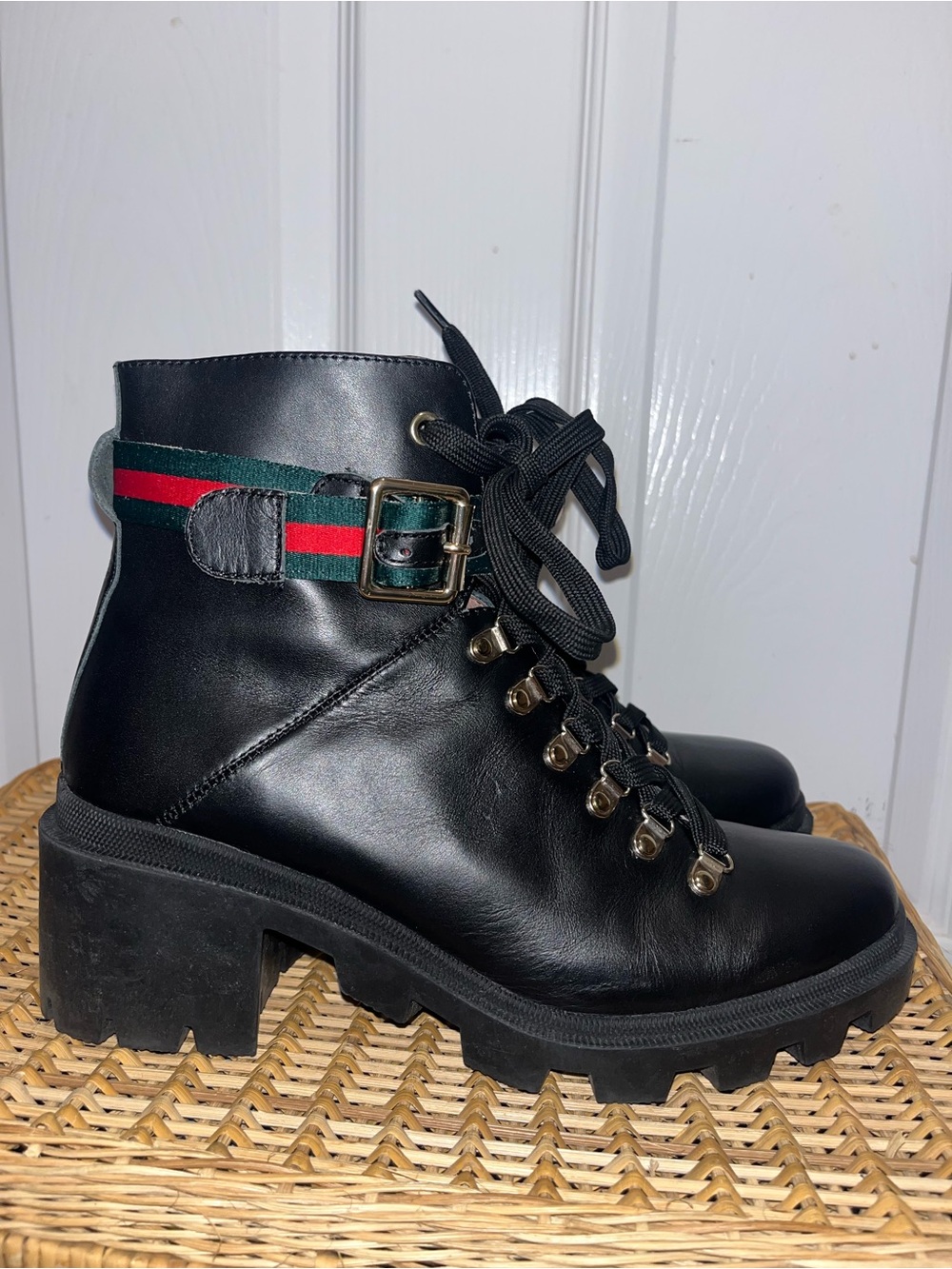 SILENT D Nilva black leather lace up platform booties